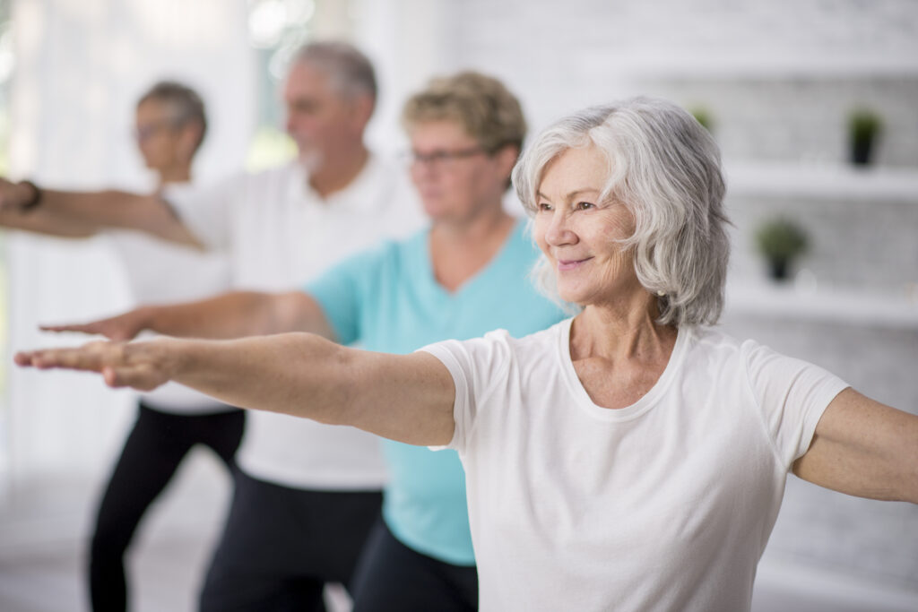 A group of people do tai chi