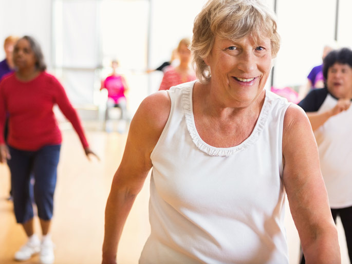 A happy person working out